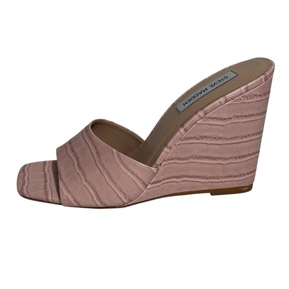 Steve Madden Women’s Size 8.5 M Veles Wedge Sandal Pink Croco - Picture 3 of 12